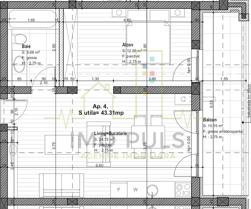 Doua camere, disponibil imediat. bloc nou. balcon 10 mp. parcare inclusa